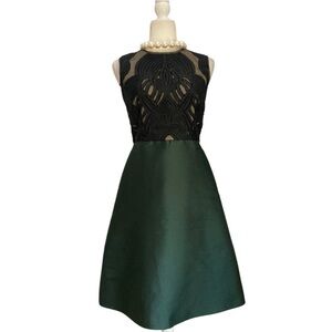 Maxmara Pianoforte Collection Dress Silk Green Black Sleeveless Occasion Dress